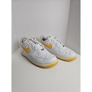 Nike Air Force 1 Men's Size 12 Sneakers White with yellow check and bottom